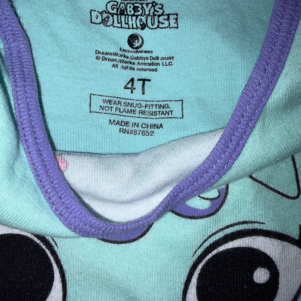 Gabby Dollhouse 2 PIECE Pajama Set Charming Cat in Mint and Lavender - Picture 3 of 8